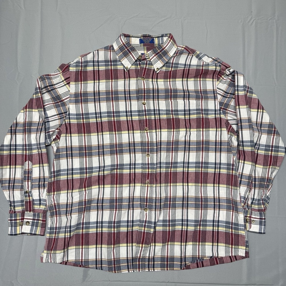 Pendleton Shirt Mens XL Red Multicolor Plaid‎ Oceanside Long Sleeve Button Up